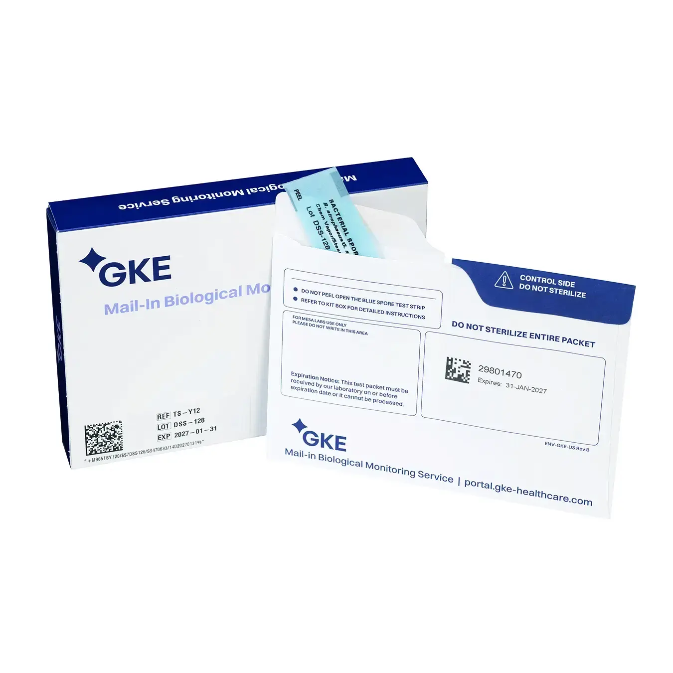 Verpackung und Umschlag vom Mail-in Biological Service von GKE, Mesa Germany GmbH. Klaus Ohlenschläger, Packshots, Studio für Produktfotografie, Frankfurt-Kronberg